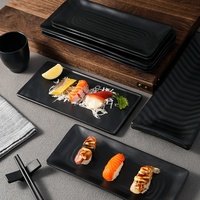 Assiette rectangulaire en mélamine noire mate incassable de 10 pouces pour la restauration