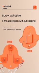 سلة كرة سلة داخلية صغيرة بقطر 32 سم مع شبكة، خفيفة الوزن ومتينة مصنوعة من البلاستيك PVC للأعمار 5 سنوات فما فوق - Product Image 3