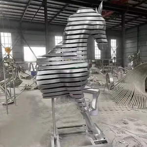 Patung kuda logam kontemporer, Stainless Steel abstrak patung kuda untuk dekorasi luar ruangan