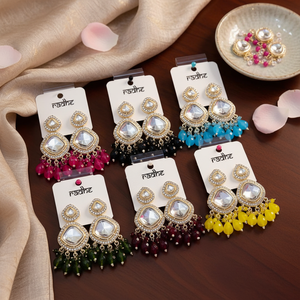 Pendientes Colgantes Jewelemarket con Piedras Kundan Rosadas y Cuentas, 0g, Accesorio de Moda - Product Image 3