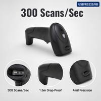 Escáner de Código de Barras Láser 1D 6800A, Conexión por Cable, Siempre Encendido, Sin Necesidad de Batería, Interfaz Triple USB RS232 KB para Punto de Venta Minorista