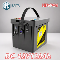 Baterai Isi Ulang Lithium Iron Phosphate LiFePO4 12V 120Ah, Pengosongan Daya Sendiri Rendah, Catu Daya Cadangan DC Stabil, 5000 Siklus