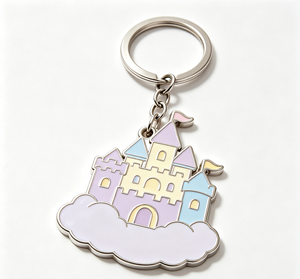<b>Cute</b> Castle Soft Enamel Metal Key Chain Pastel Pendant <b>Keyring</b> Custom Logo Gift Souvenir - Product Image 1
