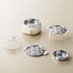 Vaporera de huevos de doble capa Little Bear con temporizador, vaporera eléctrica blanca para cocinar desayunos - Product Image 2