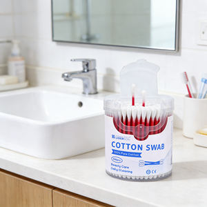 200 unidades/caja de bastoncillos de algodón de doble punta redonda con palo de papel rojo y caja redonda, para uso profesional en clínicas y hospitales, para el apósito de heridas. - Product Image 4