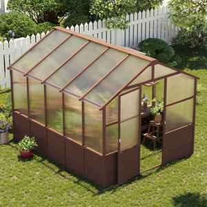 Kit de <span class=keywords><strong>serre</strong></span> 8x10 pieds en bois avec panneaux en polycarbonate de 6 mm, <span class=keywords><strong>serre</strong></span> avec ventilation réglable et porte verrouillable - Product Image 4