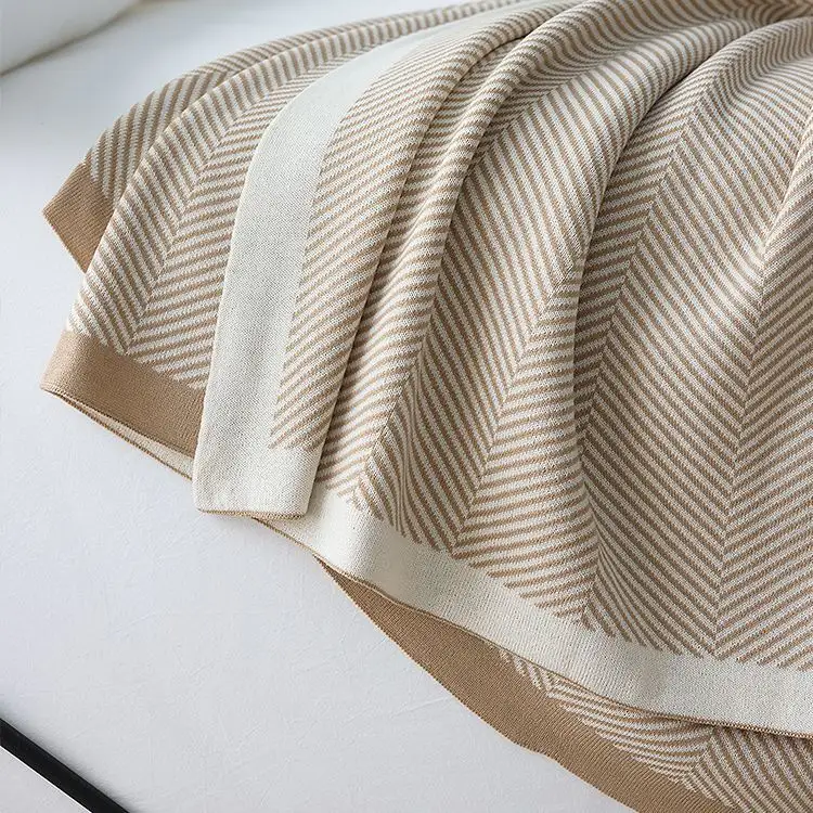 Herringbone dekorative leichte weiche gemütliche Bauernhaus-Outdoor-Quette warme Decke für Bett & Sofa