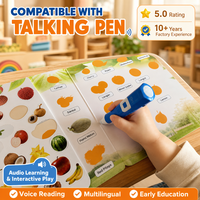 Stylo parlant personnalisé compatible avec les autocollants en gelée de dessins animés, imperméable, réutilisable, en TPE, pour livre d'activités pour tout-petits, ensemble d'activités multi-thèmes