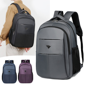 Laptop <b>Backpack</b> <b>Large</b> Capacity 15 Inches For Men Women Business Travel School Use Solid Color Gray Black Purple Blue - Product Image 1