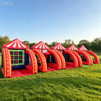 Combo de jeu gonflable 5-en-1 : basketball, football, lancer d'anneaux – Ensemble de jeux gonflables pour événements extérieurs, festivals et location commerciale
