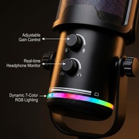 Microphone à condensateur de studio M16-35 192kHz, 14mm cardioïde, USB, avec contrôle du rapport de mixage pour YouTube, podcast, audio professionnel