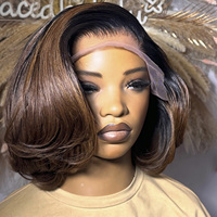 Perruques Pixie Wave en gros, perruque courte coupe Pixie sans colle, 100% cheveux humains brésiliens vierges non traités, perruque frontale complète 13x4 pour femmes
