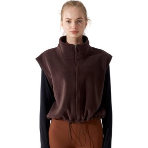 Gilet sans manches en polaire pour femme Keepsowing, fermeture éclair intégrale, col montant, isolé, chaud, pour la randonnée en plein air en hiver - Product Image 1