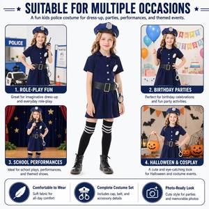 Nuevo Disfraz Azul para Niñas 2026, Disfraz de Policía para Halloween, Juego de Cosplay, Vestido de Mujer Policía para Niñas - Product Image 4