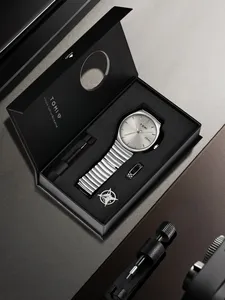 TOMI Minimalist <strong>Watch</strong> <strong>Set</strong> Mirror Polished Silver Dial Stainless Steel Milanese Band Business Casual Style With Bonus Accessories - Product Image 5