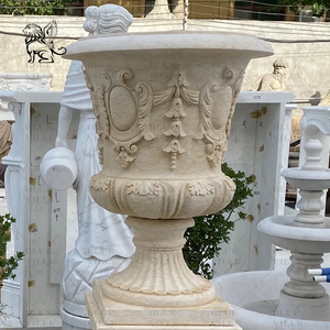 BLVE Custom <strong>Large</strong> Indoor Outdoor Classical Hand Carved Natural Stone <strong>Marble</strong> Flower Pot Garden <strong>Planter</strong> - Product Image 2