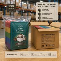 Sachet d'emballage personnalisé imprimé pour café filtre, qualité alimentaire, petit format, à portion individuelle, anti-humidité et anti-odeur, plat 3 côtés