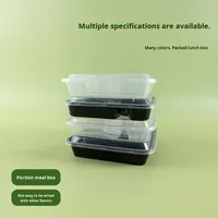 Boîte à lunch carrée jetable noire multi-compartiments en plastique PP de qualité alimentaire pour emballage commercial à emporter en Chine