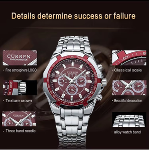 นาฬิกาข้อมือควอตซ์แฟชั่นหรูสำหรับผู้ชาย CURREN 8084 หน้าปัดอนาล็อก กันน้ำ 30 เมตร สายสแตนเลส สไตล์สปอร์ตและธุรกิจ - Product Image 4
