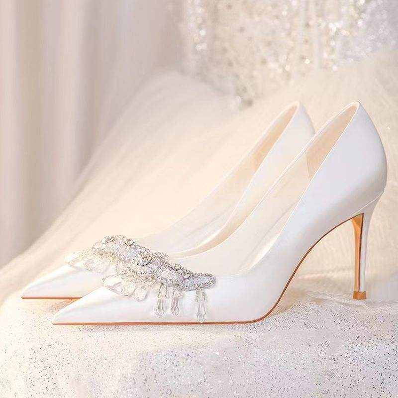 Pearl Heels Tiara Shoes Wholesale The Tiara White Pearl