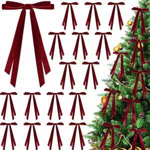 Velvet Double-Layer Bow Gift <b>Box</b> <b>Christmas</b> <b>Tree</b> Ornament Holiday Party Decoration - Product Image 1
