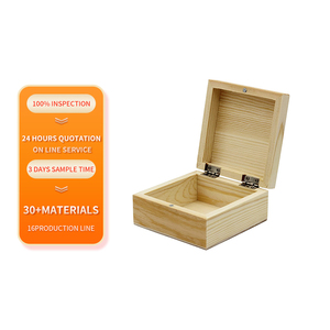 Wood Box Wood High Quality Unfinished Wood Craft Box Wooden Storage Packaging Box With Hinged Lid And Magnetic