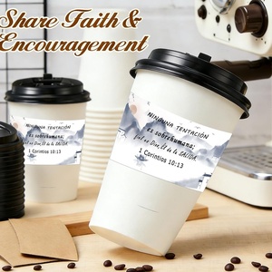 Fascette Personalizzate per Tazze da Caffè con Versetti Biblici in Spagnolo, Portabevande Monouso per Bevande Calde, Involucri per Tazze da Caffè per Amanti - Product Image 3