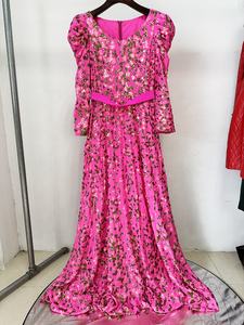 OUDINA 新款精品刺绣亮片粉色加大码 3XL 毕业典礼礼服派对长款婚纱晚礼服 - Product Image 2