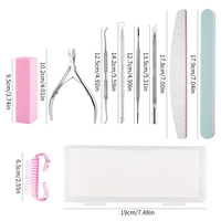 Kit de Cuidado de Belleza de 12 Piezas, Juego de Limas de Uñas, Bloque Pulidor, Cepillo, Empujador de Cutículas de Acero Inoxidable, Cortaúñas, Herramientas de Manicura con Caja