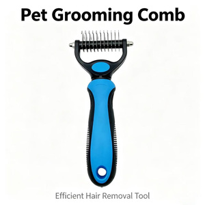 Outil de démêlage professionnel et écologique pour animaux de compagnie, peigne à double face pour <span class=keywords><strong>chien</strong></span> et chat, élimine les nœuds et les poils lâches, <span class=keywords><strong>brosse</strong></span> de toilettage douce - Product Image 1