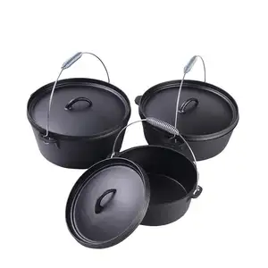 Cast iron cookware bbq outdoor camping pot 4qt 6qt 9qt dutch oven without legs