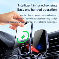 Support de téléphone pour grille d'aération flexible avec logo personnalisé, chargeur de voiture sans fil 15W à capteur infrarouge, serrage automatique, détection 0-8mm, hauteur réglable