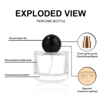 Vente en gros de luxe flacon de parfum unique de 30ml 50ml 100ml avec capuchon sphérique emballage en verre