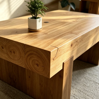 Table basse en bois massif style Wabi-sabi, table à thé en rondins d'arbre antique, table de café simple en bois pour maison d'hôtes, style rétro américain