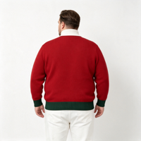 Pull tricoté pour homme à thème de Noël, style ethnique, avec appliqué tête de cerf, fermeture éclair et col ouvert, ODM OEM