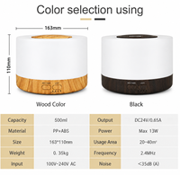 Diffuseur d'huiles essentielles ultrasonique à grande capacité, grain de bois blanc, humidificateur aromatique, 7 couleurs LED, brume silencieuse, minuterie