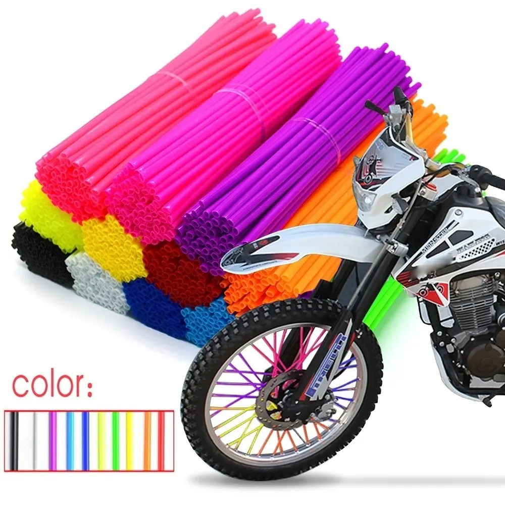 72pcs/bag Motorcycle Wheel Spoke Protector Wraps Rims Skin Trim Covers Pipe For Motocross Bicycle Bike Cool Accessories