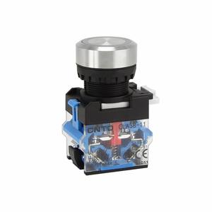 Interrupteur à bouton-poussoir électrique CNTD Changde CLA38-11PZS-W, tête plate, acier inoxydable, autobloquant/auto-réinitialisant, 3A, laiton, 16mm, 22mm - Product Image 1