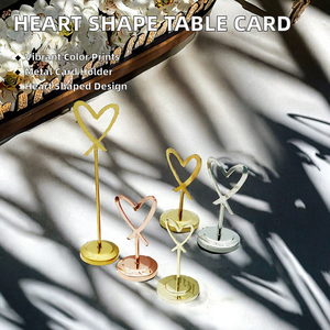 Modern Heart Shape Stainless Steel Free Standing Party <b>Wedding</b> Table <b>Name</b> <b>Card</b> and Number Holder - Product Image 2