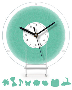 Acrylic Clock Puzzle Fresh Green 3-Layer Transparent UV Print Wall & <b>Table</b> Decor with Iron Stand - Product Image 1