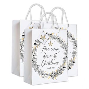 Bolsa de Regalo Ecológica Multiusos de Grado Alimenticio para Días Festivos Cristianos, Bolsa de Papel de Primera Calidad para Envolver Regalos con Versículos Bíblicos - Product Image 1