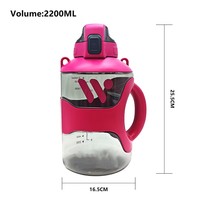 Bouteille d'eau de 2,2 L sans BPA en tritan anti-fuite à boire direct avec marquages de mesure