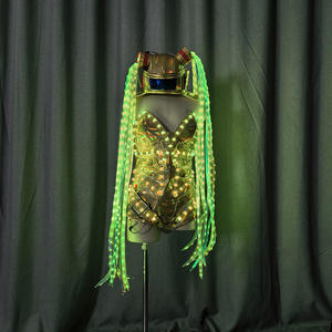 <span class=keywords><strong>Combinaison</strong></span> LED pour femmes pour soirée en boîte de nuit avec longue tresse Spectacle de scène Vêtements lumineux Ensemble de costumes de danse à LED - Product Image 4