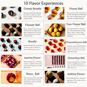 Juego de Regalo de Bolas de Té de Flores Variadas Hechas a Mano, 10 Sabores de Té Floral Natural en Tubos de Vidrio - Product Image 2