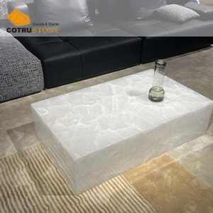 Cristallo Plinth <strong>Coffee</strong> <strong>Table</strong> Marble Decorative Onyx Slab White Marble <strong>Coffee</strong> <strong>Table</strong> <strong>Rectangle</strong> for Living Room Furniture - Product Image 3