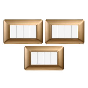 Ensemble d'interrupteurs muraux Gloca, 4 voies, 4 interrupteurs, finition dorée en plastique, installation facile, 3 pièces - Product Image 1