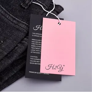 Custom print Logo Luxury Pink with black Paper clothing hang tags set Garment Shirt Shoes Bags Jeans Swing Hang Tag