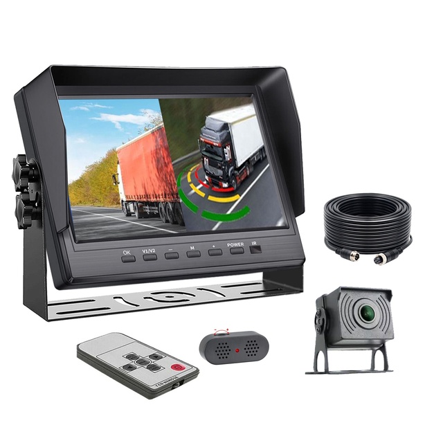 AI 2CH Millimeter Wave Radar AHD Backup Camera System Mining Truck Excavator Blind Spot Detection Distance Alert 1080P Sensor