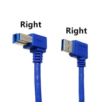 Kabel Printer USB 3.0 a Male Plug 90 Derajat ke USB 3.0 B Male 90 Derajat 0.3m