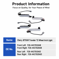 Feux avant Chery Jetour Jet Traveler T2, feux de position latéraux LED blancs 6000K 12V de remplacement